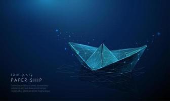 Abstract paper ship. Low poly style design. vector