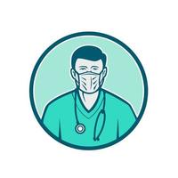 Male Nurse Wearing Surgical Mask Icon vector