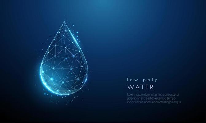 Falling drop of water. Low poly style design