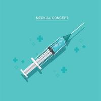 vaccine vial and syringe. injection. Isolated vector illustration