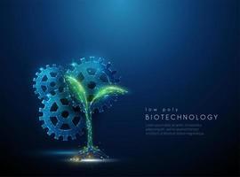 Green plant sprout and cogwheels. Biotechnology concept vector