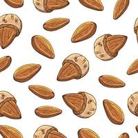 patrón de ilustraciones coloridas de vectores sobre el tema de nutrición conjunto de almendras. objetos aislados realistas para su diseño.