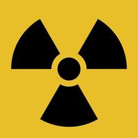 Vector radiation warning symbol, black and yellow