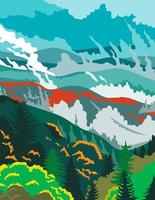 Great Smoky Mountains National Park in Tennessee vector
