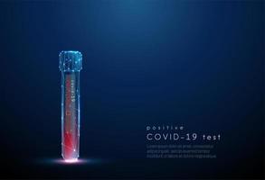 Blood test tube. Positive result coronavirus test vector