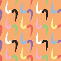 Vector seamless texture background pattern. Hand drawn, colorful on orange background.