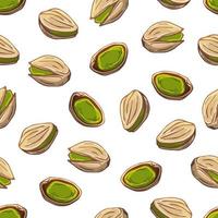 Pattern of vector illustrations on the nutrition theme set of pistachios. Realistic isolated objects for your design.