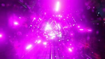 Pink neon particles science fiction tunnel 3d illustration vj loop video