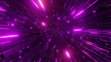 Glowing purple pink particles tunnel 3d illustration vj loop