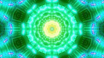 Green yellow blinking star kaleidoscope 3d illustration vj loop video