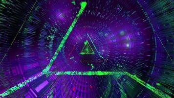 Boucle vj illustration 3d filaire triangle vert brillant video