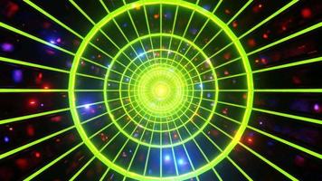 Yellow space tunnel with glowing blinking lights 3d illustration vj loop video