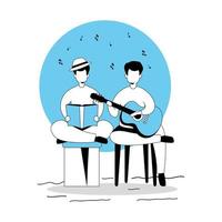 men with guitar and book isolated icon vector