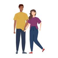 young couple avatar character icon vector