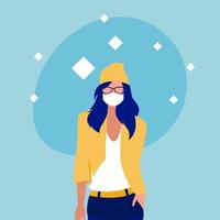 Woman with mask vector design