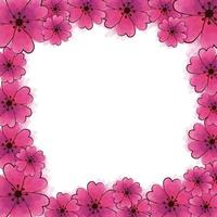 frame of cute flowers pink color isolated icon vector