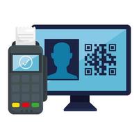 código qr dentro del diseño vectorial de computadora y datáfono vector