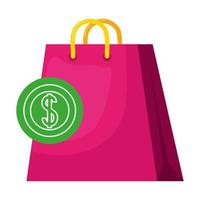 Isolated shopping bag and coin vector design