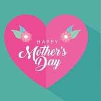 happy mother day card with heart and flowers decoration vector