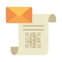 qr code over receipt paper and envelope vector design