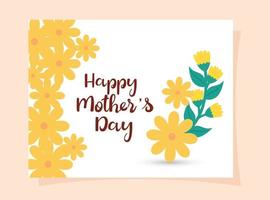 Tarjeta del feliz día de la madre con marco cuadrado y decoración de flores. vector