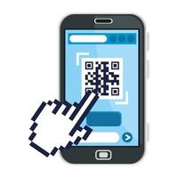 qr code inside smartphone and cursor hand vector design