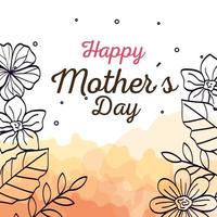 happy mother day card with flowers decoration vector