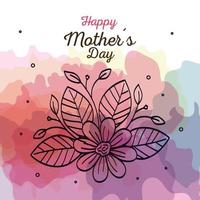 happy mother day card with flowers decoration vector