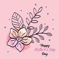 happy mother day card with flowers decoration vector