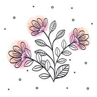 set of cute flowers with branches and leafs vector