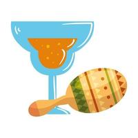 Isolated mexican cocktail and maraca vector design