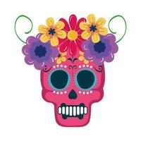 Isolated mexican skull with flowers crown vector design