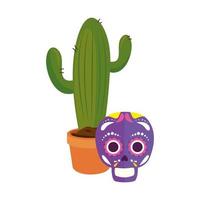 Isolated mexican skull and cactus vector design