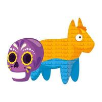 Isolated mexican pinata and skull vector design