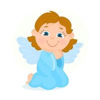 Little angel praying on his knees vector