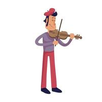 Man playing violin flat cartoon vector illustration