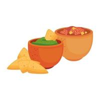 Mexican nachos and bowls vector design