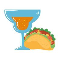 Isolated mexican taco and cocktail vector design