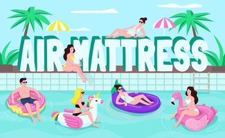 Air mattresses word concepts flat color vector banner