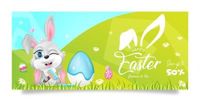 Easter sales banner flat vector template