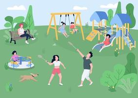 Children playground flat color vector illustration