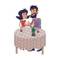 Couple sitting at table flat cartoon vector illustration