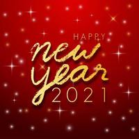 Happy new year 2021 golden color on a red background. illustrator vector. vector