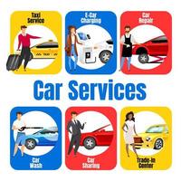 Car services flat color vector informational infographic template