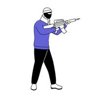 Hombre en balaclava máscara silueta plana ilustración vectorial vector