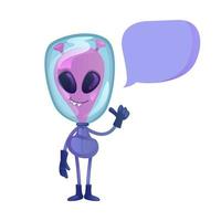 Alien pointing finger flat cartoon vector illustration