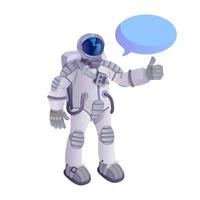 Astronaut showing thumb up flat cartoon vector illustration