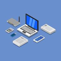 Isometric Electronic Gadgets On White Background vector