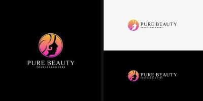 Face girl logo templates and business card design Premium Vector
