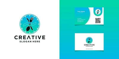 Restaurant logo templates and business card design vector